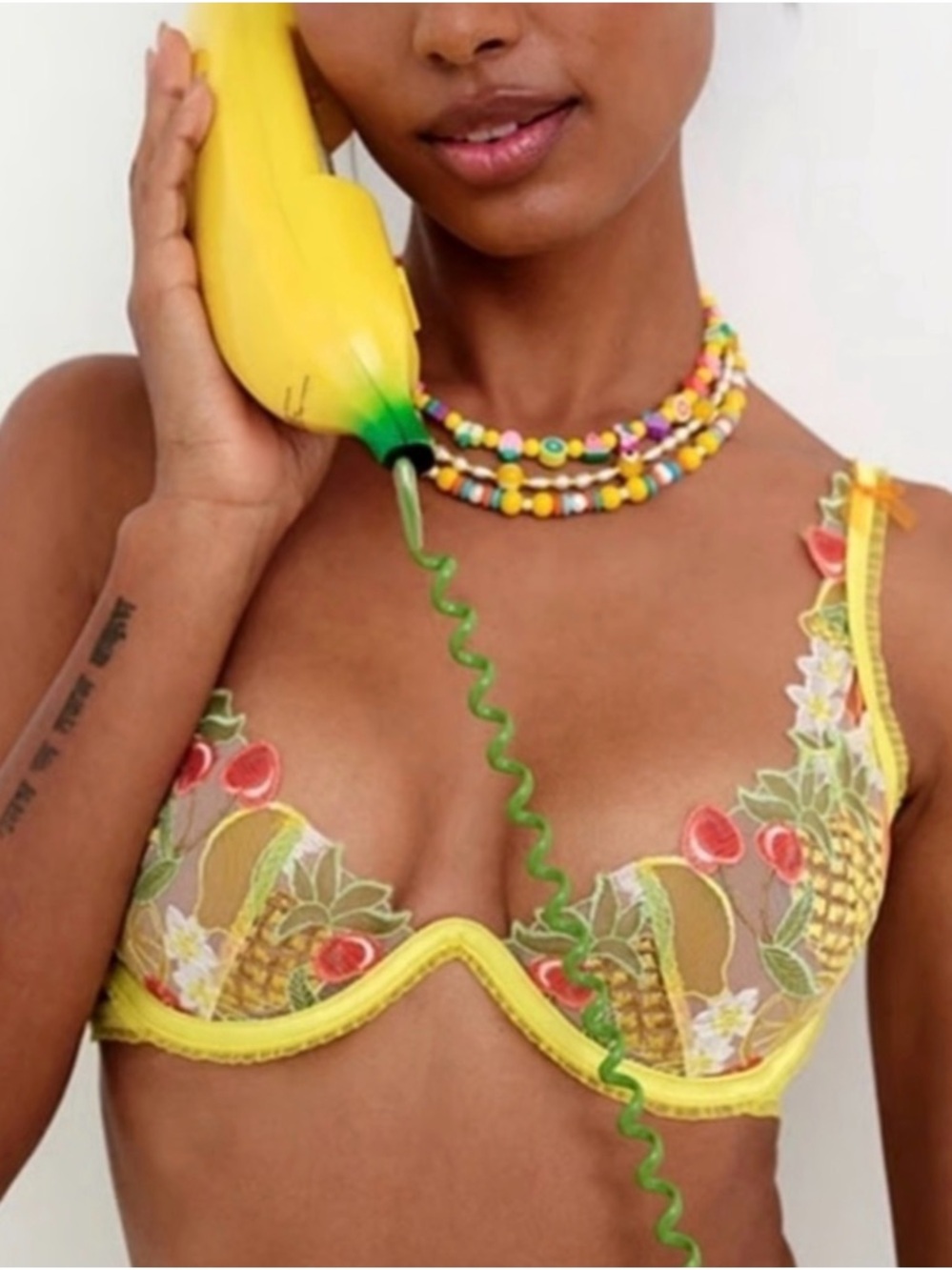 For Love & Lemons Lingerie Yellow Sheer Underwire Bra 38B NWT